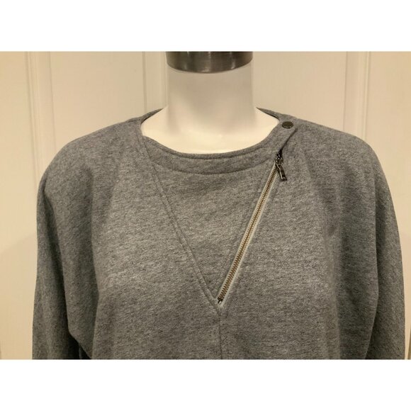 BCBG Max Azria Gray Sweatshirt W/ Pockets & Zip W/ Mesh Neckline, Size M - Picture 3 of 10